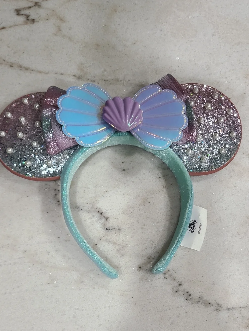 Disney Parks Iridescent Mermaid Shell Minnie Ears - Aqua, Purple, Pink